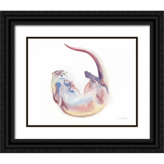 Valle, Aimee Del 24x20 Black Ornate Wood Framed with Double Matting Museum Art Print Titled - Swimming Otter II