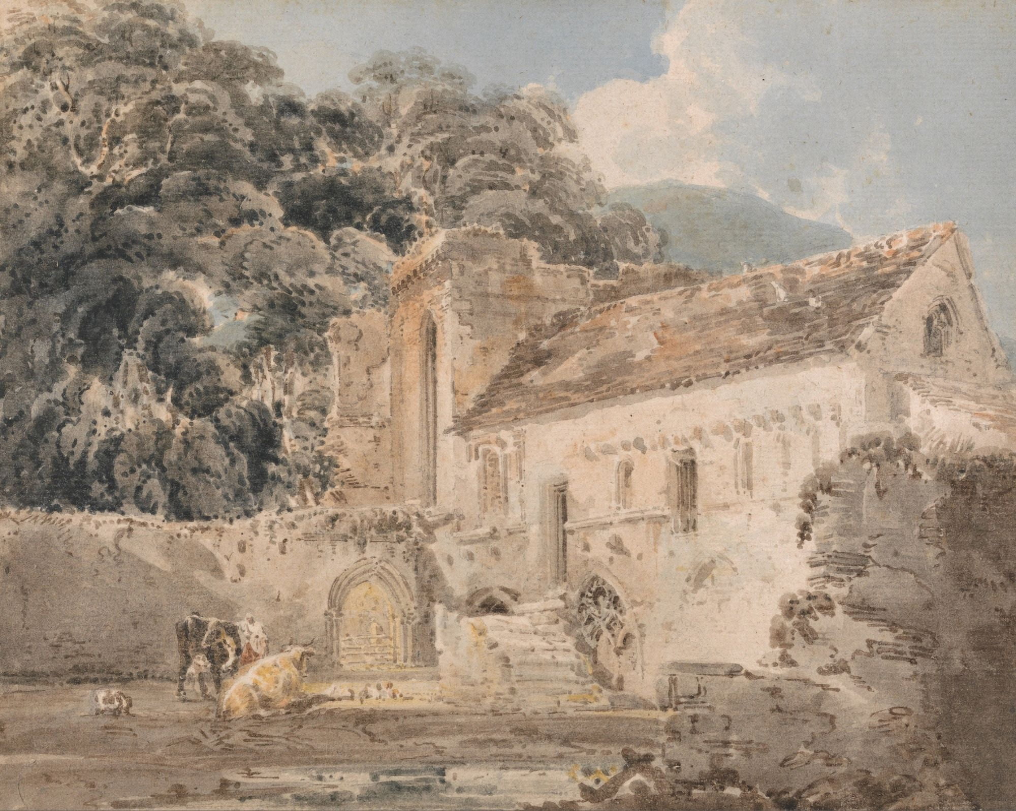 Valle Crucis Abbey Denbighshire c1799 Canvas Art - Thomas Girtin (18 x 24)