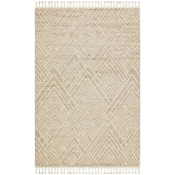 Vallejo Beige Geometric Area Rugs for Living Room Jacquard Textured Modern Rugs Soft Geometric Rug for Bedroom Mid Century Washable Rug Non-Slip Bohemian Carpet Perfect for Dining Room Office Beige