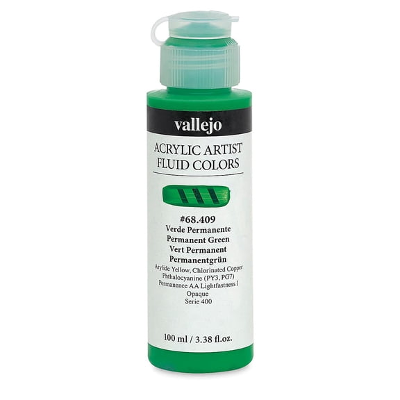 Vallejo Fluid Acrylic - Permanent Green, 100 ml