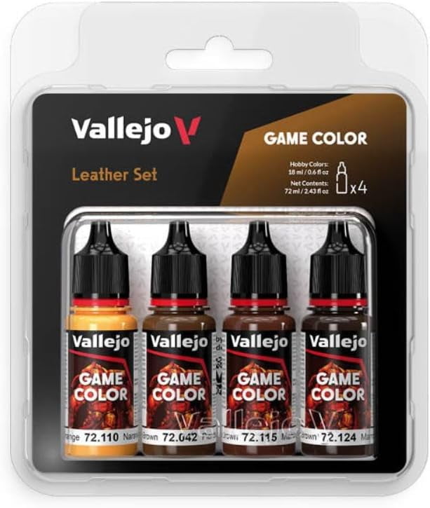 Vallejo Game Color Leather Color Set,Professional Miniature Painting Set ,4×18ml