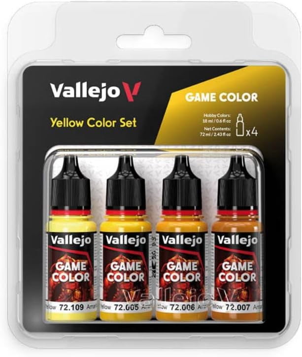 Vallejo Game Color Yellow Color Set,Professional Miniature Painting Set ,4×18ml