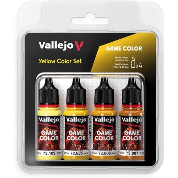 Vallejo Game Color Yellow Color Set,Professional Miniature Painting Set ,4×18ml
