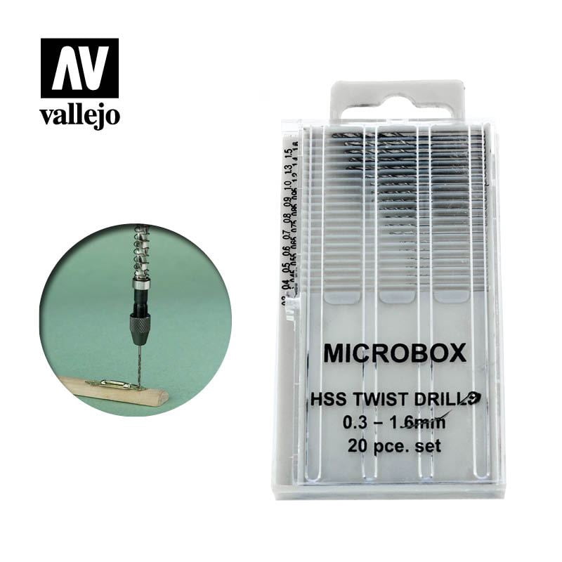 Vallejo Microbox Drill Bit Set 0.3 to 1.6mm New