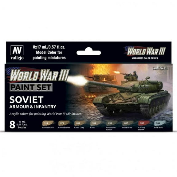 Vallejo Model Color WWIII Soviet Armour & Infantry, 0.57 Fl Oz (Pack of 8)