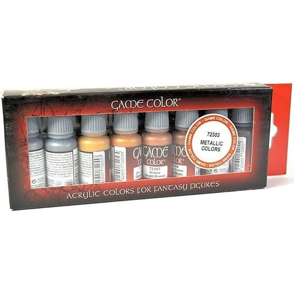 Vallejo Paints: Metallic Game Color Paint, 8 Bottles