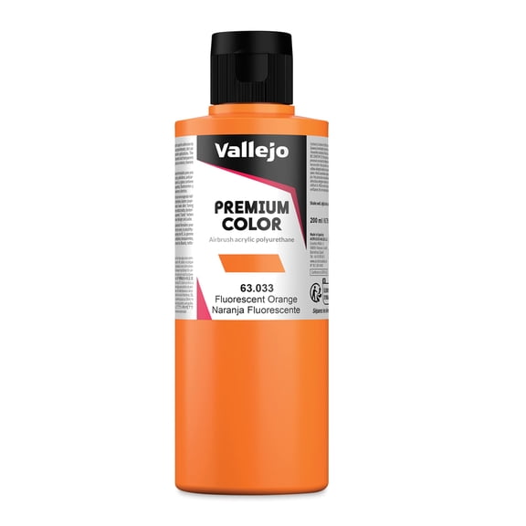 Vallejo Premium Airbrush Colors - 200 ml, Fluorescent Orange