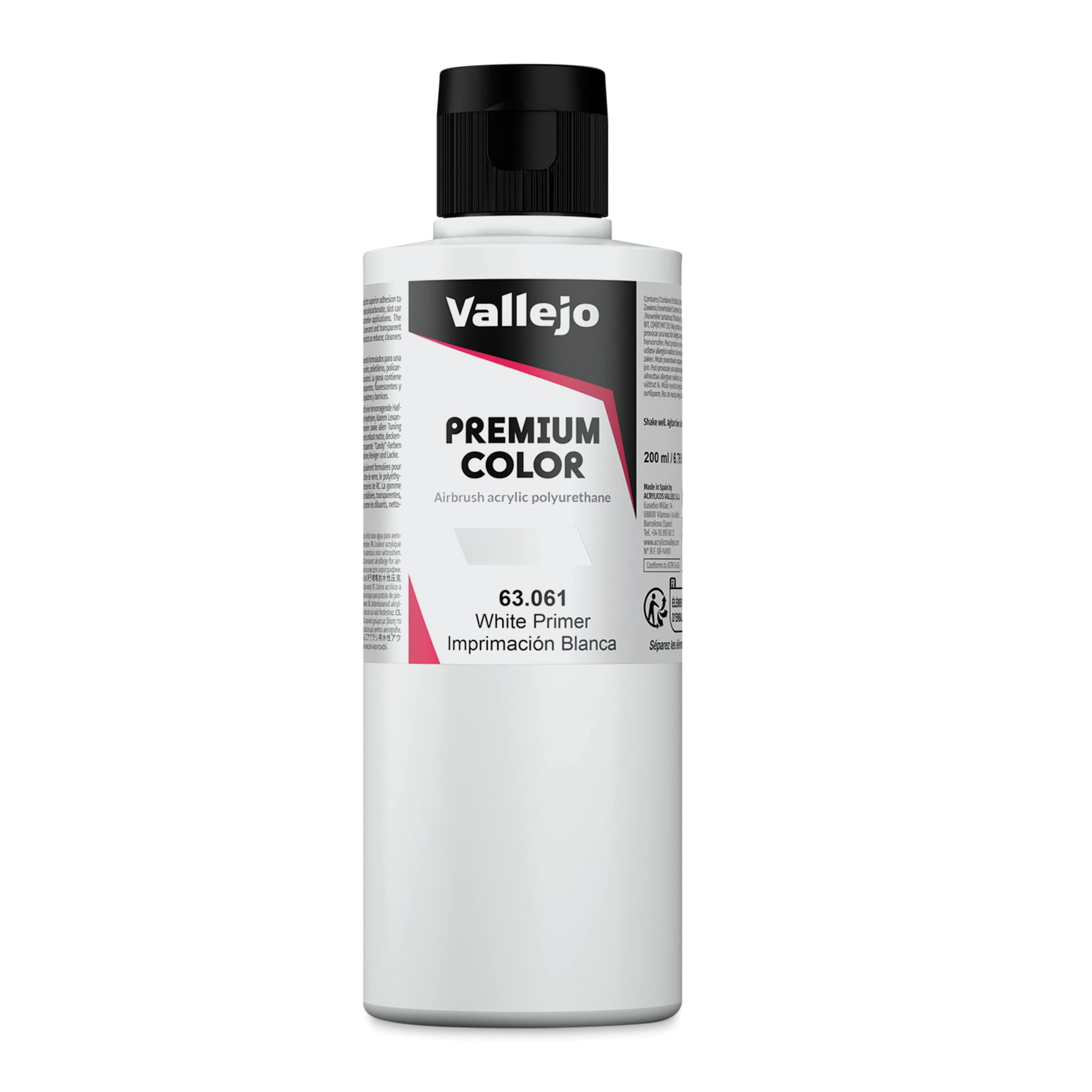 Vallejo Premium Airbrush Colors - 200 ml, White Primer