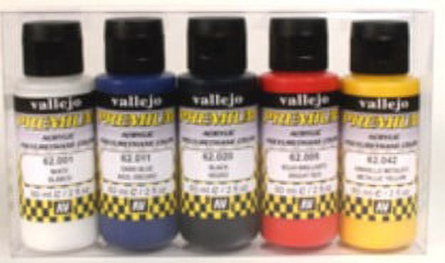 Vallejo Premium Metallic Acrylic Airbrush Paint Set, 60 ml, 5 Colors