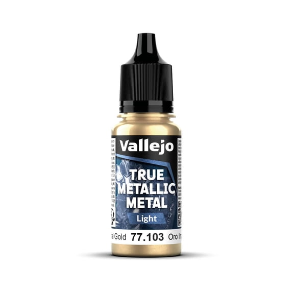 Vallejo - Imperial Gold Light | True Metallic Metal TMM | Acrylic Colors for Painting Metal Effects on Fantasy, Historical, and Wargaming Miniatures | 18 ml (0.6 fl.oz.)