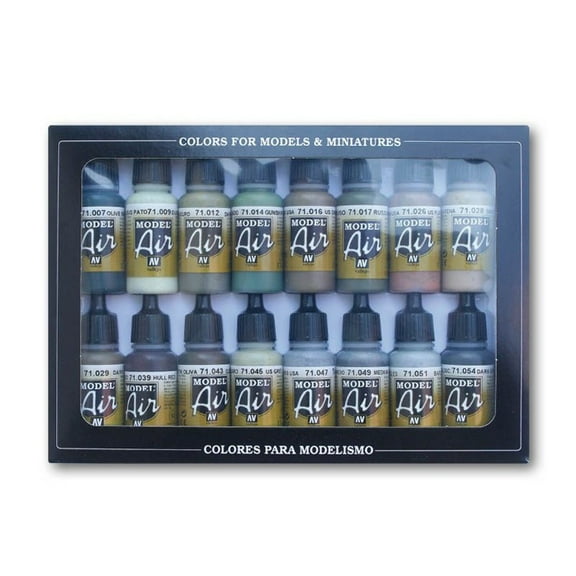 Vallejo WWII Allied Model Air Paint, 17ml Pack of 16