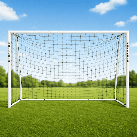 Vallerta 60mm Steel Frame Soccer Goal - Pre-Installed Quick-Clip Net System & Black HDPE Net, 10' X 6'