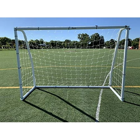 Vallerta Premier 7 X 5 Ft. Youth Size Steel Soccer Goal 4mm HDPE Net. White Powder Coated & Corrosion Resistant Frame. Practice & Training Aid.