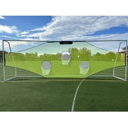 Vallerta® Skill-Shot Professional Soccer Shooting Practice Target Net & Rebounder. 7 Zone, Colored Fluorescent Goal Shot Scoring & Training Aid. Soccer Frame Not Included.(24x8 Ft.)