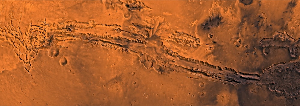 Valles Marineris the great canyon of Mars Canvas Art - Stocktrek Images (47 x 17)