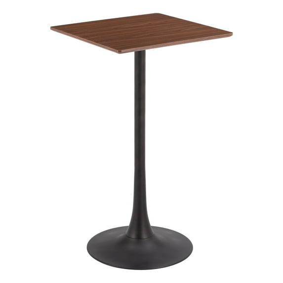 Valleta Bar Table Brown Bar Table, Modern Style, Faux Wood MDF square shape tabletop, Steel, Indoor Bar