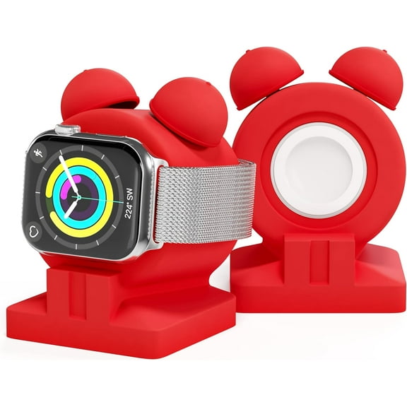 VallexMall iWatch Stand for Apple Watch Charger Stand Series Ultra 9/8/7/6/Se/5/4/3/2/1 Сute Silicone Apple Watch Holder Supports Nightstand Mode Charging Dock Accessories [Charger Not Included]