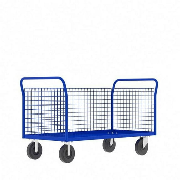 Valley Craft 5995318 3-Sided Platform Cage Cart 4824 - Blue