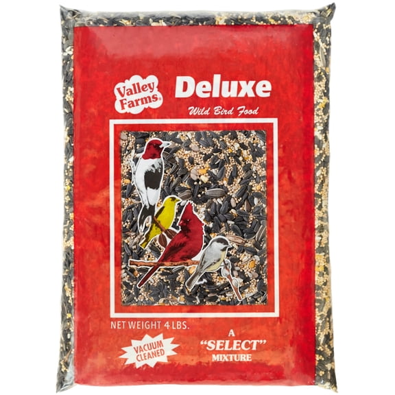 Valley Farms Deluxe Dry Wild Bird Food, Black Oil Sunflower, 4lbs