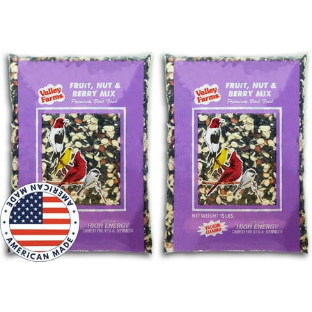 Valley Farms® Fruit Nut & Berry Premium Wild Bird Food for Outdoor Feeders 15lb 2-Pack (30lbs Total)