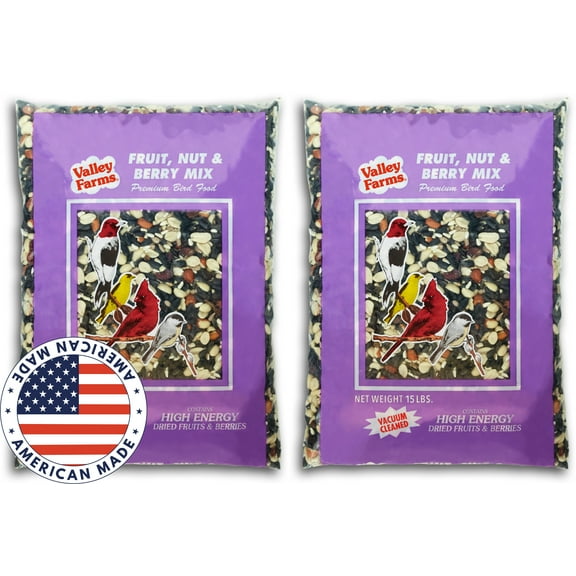 Valley Farms® Fruit Nut & Berry Premium Wild Bird Food for Outdoor Feeders 15lb 2-Pack (30lbs Total)