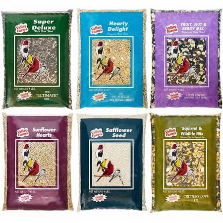 Valley Farms Robust Energy 6 PACK Wild Bird Food - No Mess, Sunflower Hearts, Fruit Mix!