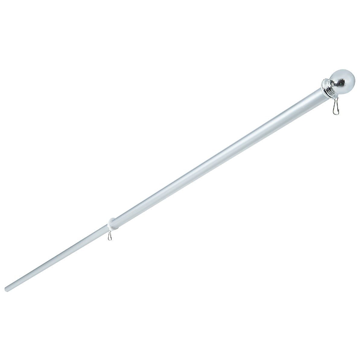1-pack Valley Forge Flag Pole Aluminum - Rust Resistant, Ground Mount, Solid Shaft - 6 Ft, Silver, 1 Pack — Residential Use, Standard Application