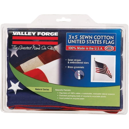 Valley Forge Cotton United States Outdoor Flag - Striped USA Theme - 3' x 5' — Residential Use, Standard Application