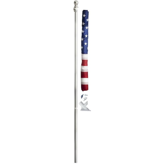 Valley Forge Flag 2.5' x 4' Nylon American Flag Kit with 5-Foot Aluminum Spinning Pole and Bracket