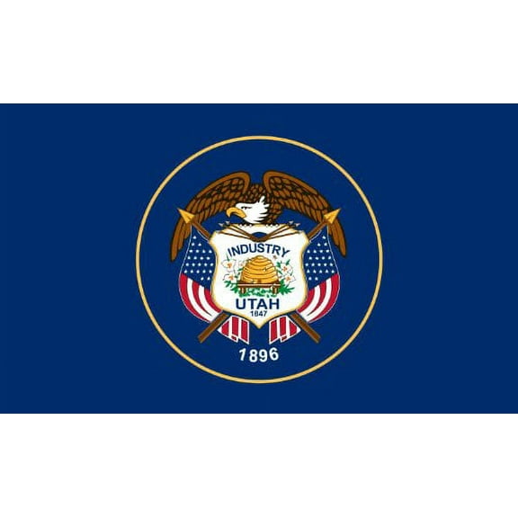 Valley Forge Flag 2-Foot by 3-Foot Nylon Utah State Flag with Canvas Header and Grommets