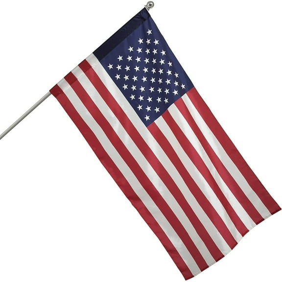 Valley Forge All American Series Outdoor Flag Kit - Weatherproof Nylon, Aluminum Pole - 2.5' x 4'  Residential Use, Standard Application