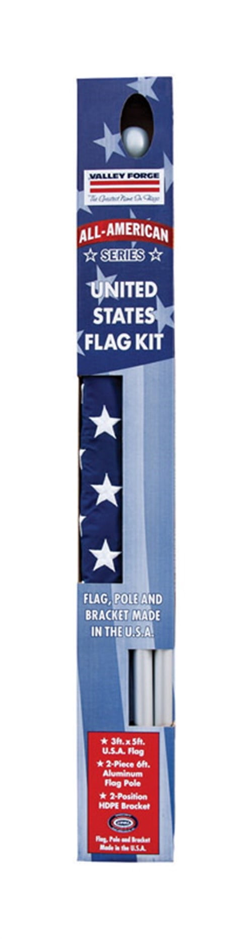 All-American Series 3x5 Foot Nylon US Flag Kit with 6-Foot Steel Pole
