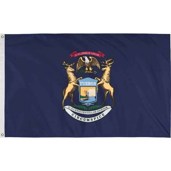 Valley Forge Michigan State Flag Outdoor Flag - Nylon, Weatherproof, Heavy-Duty - 3' x 5' Residential Use, Standard Application