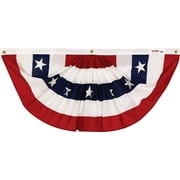 Valley Forge Pleated Fan Flag Striped Outdoor - 3 x 6 Cotton, Red White Blue   Residential Use, Standard Application