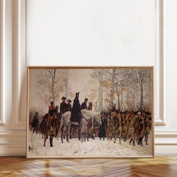 Valley Forge Winter March American War Of Independence Wall Art Print, Creative Seasonal Theme For Kitchen And Dining Room Decor