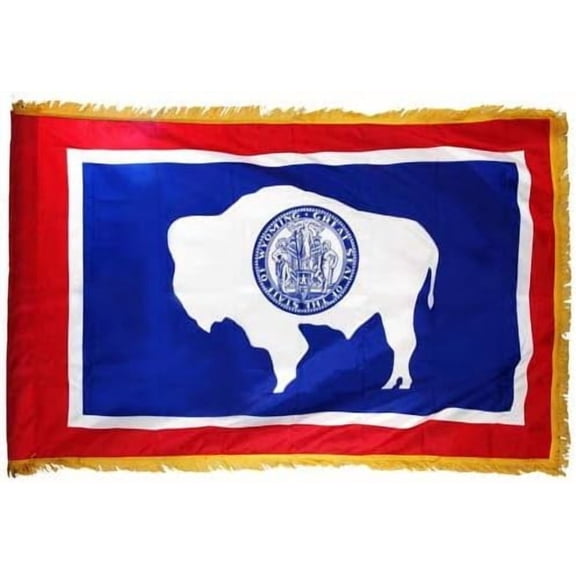 Valley Forge Wyoming Flag 4x6 Foot Spectramax Nylon With Pole Hem & Fringe