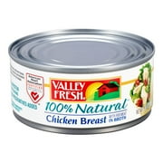(4 pack) VALLEY FRESH 100% Natural* Chicken Breast with Rib Meat in Water, Shelf Stable, 10 oz Steel Can