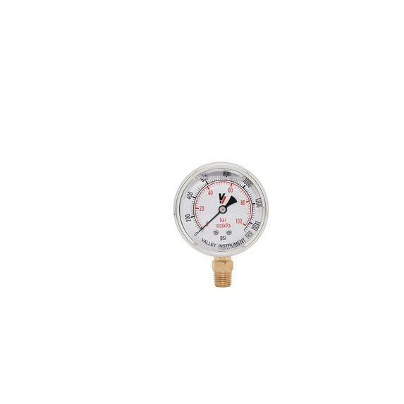 Valley Industries 80 Series 2.5" 60 PSI Ammonia Pressure Gauge - Stainless Steel, 1/4" NPT Brass Bottom Mount, Dry