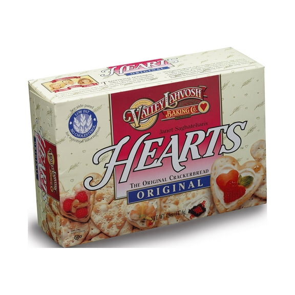 Valley Lahvosh Baking Co. Crackerbread Original Heart Shape, 4.5 oz - Case of 12