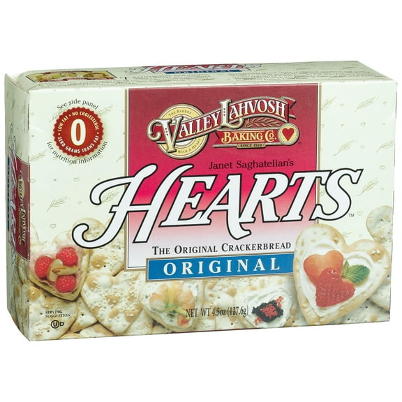 Valley Lahvosh Hearts Crackerbread, Original, 4.5-Ounce Boxes (Pack of 12)