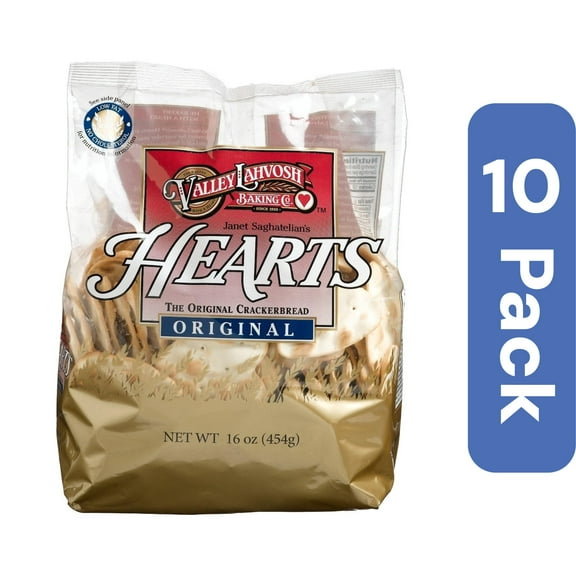 Valley Lahvosh Original Heart Crackers 16 oz (Pack Of 10)