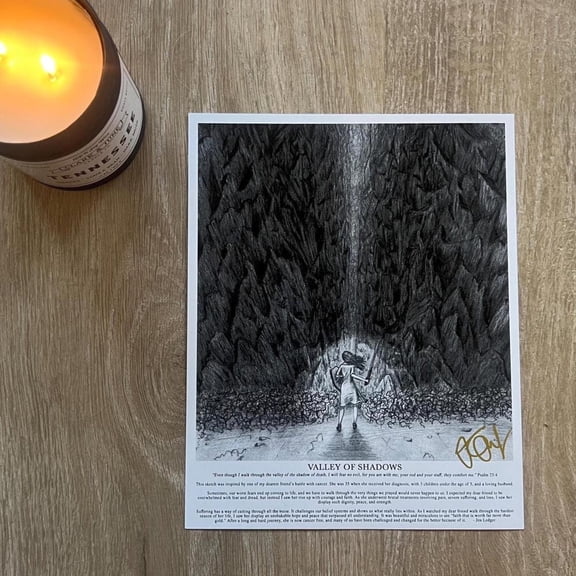 Valley Of Shadows Inspirational Poster Hand Signed By Jen Ledger UNFRAMED PAPER POSTER, Home Decor, Vintage Gift, Living Room Dercor