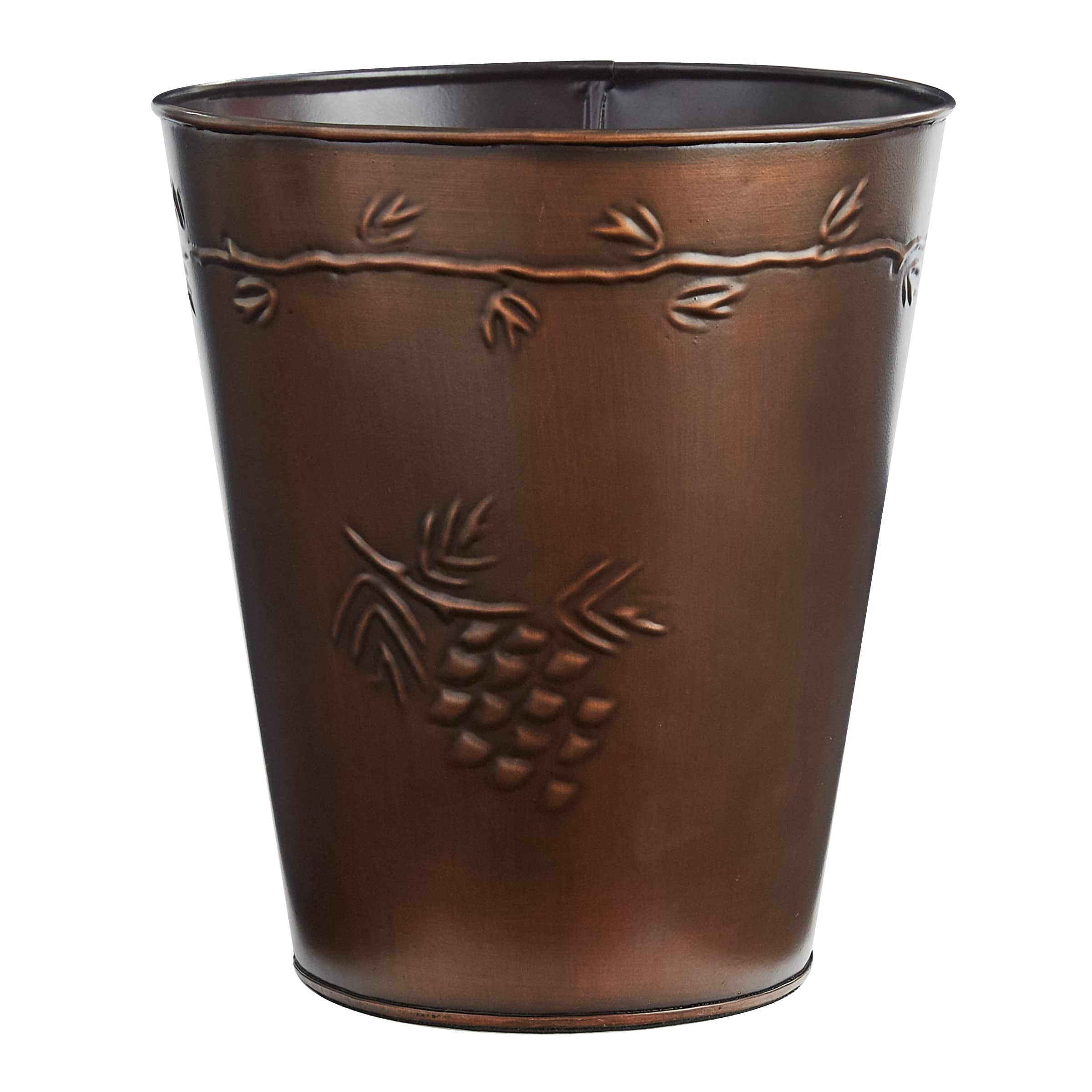 Valley Pine Waste Basket, Open Top Rustic Garbage Can, Metal Trash Bin ...