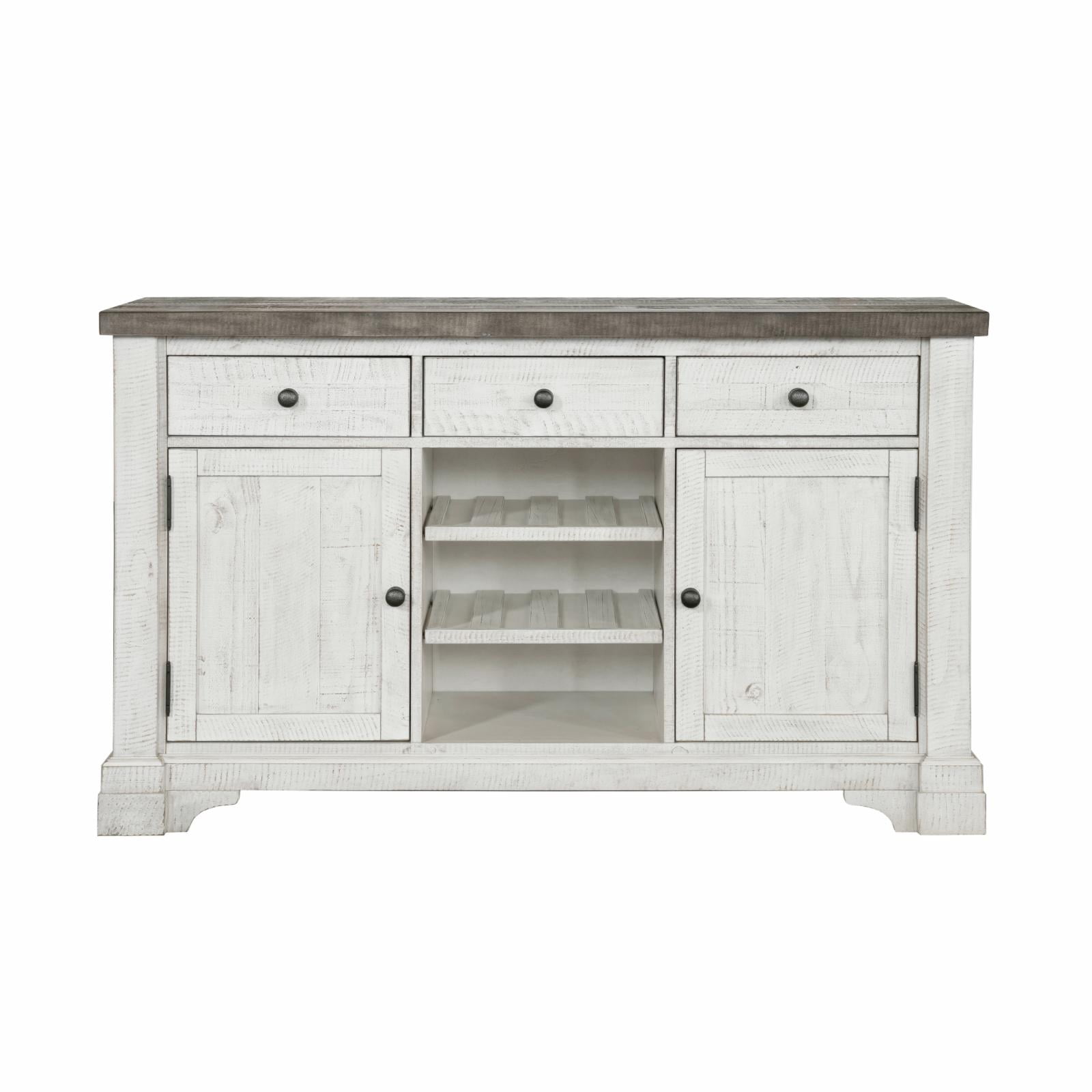 Valley Ridge 61" Distressed White and Gray Wood Server