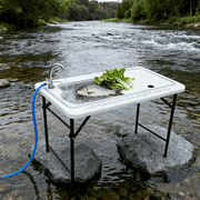 Valley Sportsman Portable Fish Filet Table with Sink and Faucet, Foldable Outdoor Cleaning Prep Table for Fishing Camping