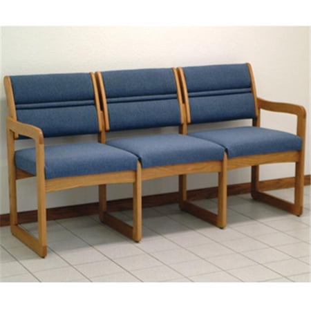 Valley Three Seat Sofa in Medium Oak - Powder Blue