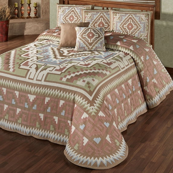 Valley View Southwestern Grande Bedspread Multi Warm 24� Drop Cotton/Polyester Bedspread Grande Queen