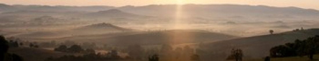 Valley at sunrise Val dOrcia Tuscany Italy Canvas Art - Panoramic Images (24 x 5)