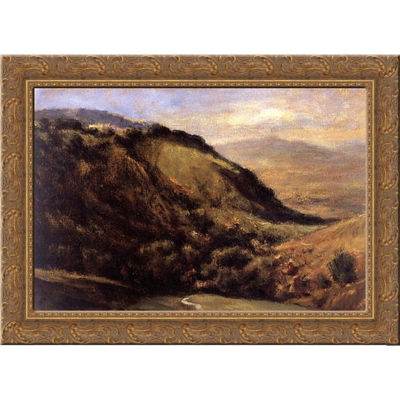 Valley in the Auvergne 24x18 Gold Ornate Wood Framed Canvas Art by Theodore Rousseau