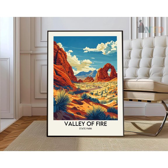 Valley of Fire State Park Desert Landscape Travel Poster Wall Decor, Unframed Paper Poster 8x10in